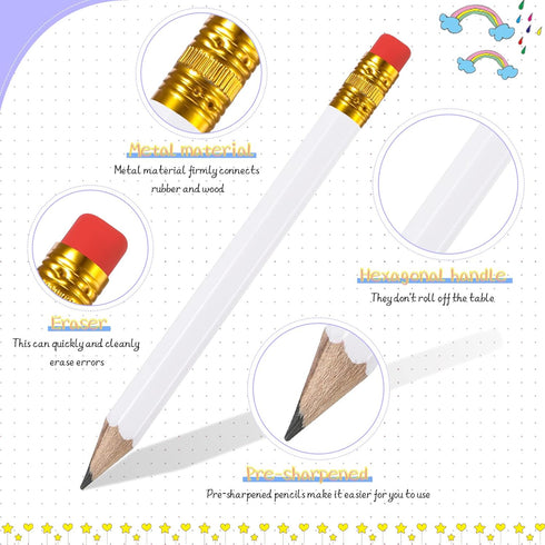 Zonon 48 Pieces Golf Pencils, Half Pencils with Eraser, Mini Pencils for Kids, Bridal Shower, School Office Writing