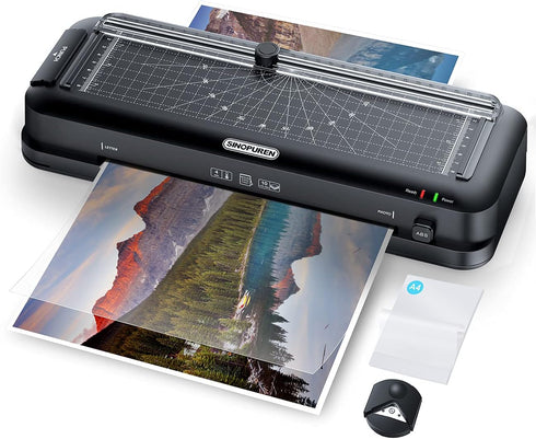 Laminator Machine, 9-Inch Thermal Laminator with Built-in Paper Trimmer, Punch, Corner Rounder, 10 Pouches Sheets for