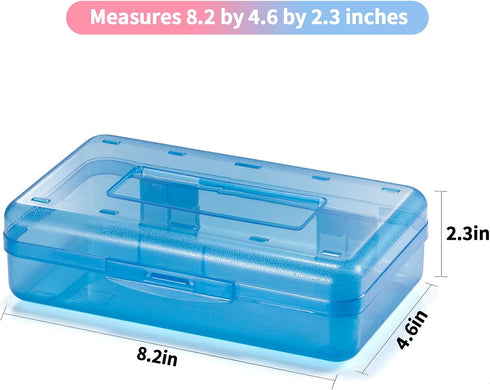 Sooez 3 Pack Large Capacity Hard Pencil Case, Plastic Crayon Pencil Boxes Bulk with Snap-tight Lid, Clear Storage Box Craft Pen Art Marker Organizer Stackable for Kids Boys School by Sooez