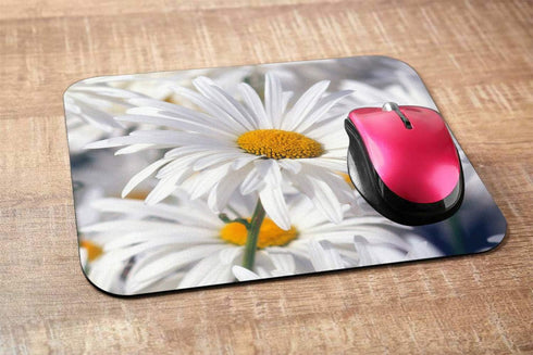 Daisy Gaming Mousepad | White Pure Daisy Flower Mouse Pad for Computer Desk Laptop Office 9.5 X 7.9 Inch