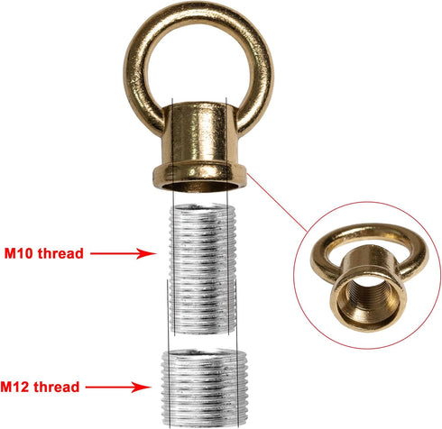 M10/M12 Pack 2 2 Brass Hook Rings for Light Fixture Available of with Link Buckles