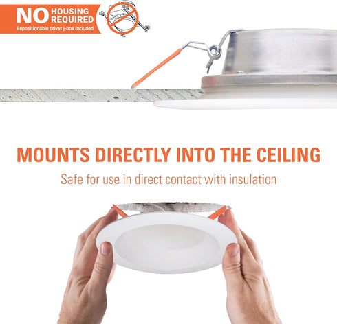 4 Dimmable 2700K-5000K, 650 LTC406FS5B HALO LT in Canless LED Recessed Light Indoor/Outdoor Ceiling Downlight, Wet