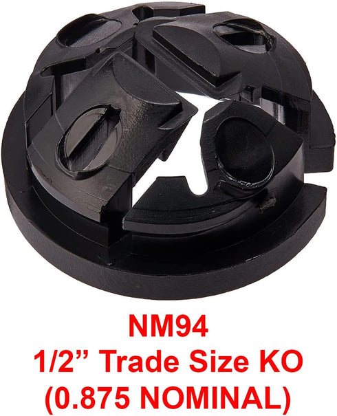iMBAPrice NM94-100 (100-Pack) Plastic Black Button Push-in NM Cable Romex Connector, 3/8 Trade Size, Fits 1/2-Inch Knock Outs, Black by iMBAPrice