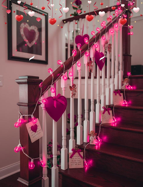 25FT G40 27 Bulbs, LED Outdoor Valentine's Day String Lights, Pink Valentine's Day Decorations Lights with Shatterproof