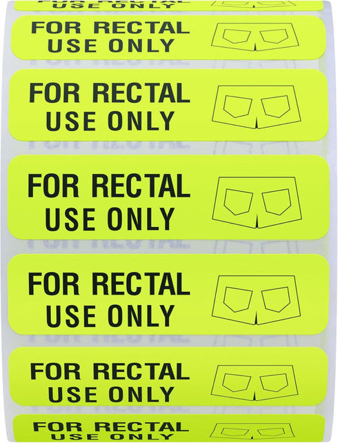 Hybsk Rectal Use Only Stickers, 1.5" x 0.375" Fluorescent Yellow with Permanent Adhesive, 500 Labels Per Roll