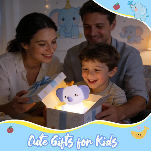 Dimmable Attivolife Elephant Night Light, Cute Elephant Squishy Silicone Touch Lamp, Nursery Bedside Room Decor