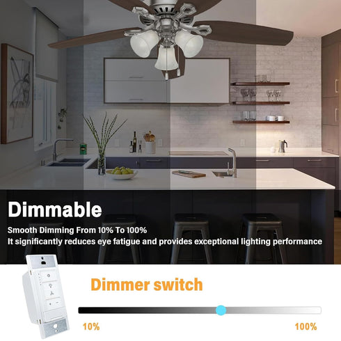 Dimmer 4-Speed Universal Ceiling Fan Control and Light Switch, Wall Control,Single Pole Fan & Light Switch Combo,Safety