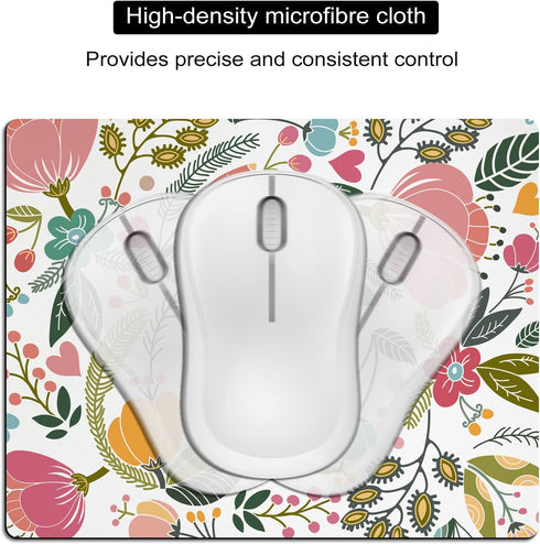 Small Cute Mouse Pad, Mini Mouse Pads for Wireless Mouse and Laptop, Travel Mousepads with Designs - Abstract Floral,
