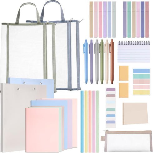Colarr 54 Pieces Aesthetic School Supplies Set, Back to School Essentials Kit for High School and College (Morandi)