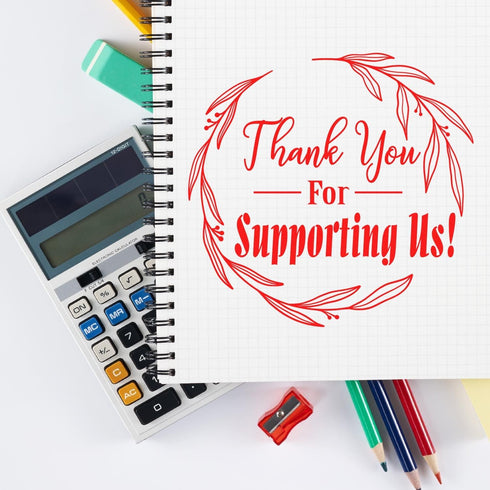 Personalized Thank You Stamp | Elegant Botanical Pre-Inked Custom Business Stamp for