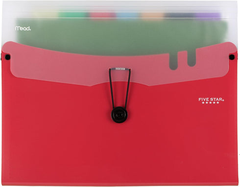 Five Star Expanding File with Removable Files, 7-Pocket Expandable File Folder, 13" x 10-1/4", Red (73944)