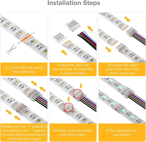 BTF-LIGHTING SMD 5 Pin 12mm Connector Kit, 8pcs Corner Connector and 4pcs Gapless Solderless Connector