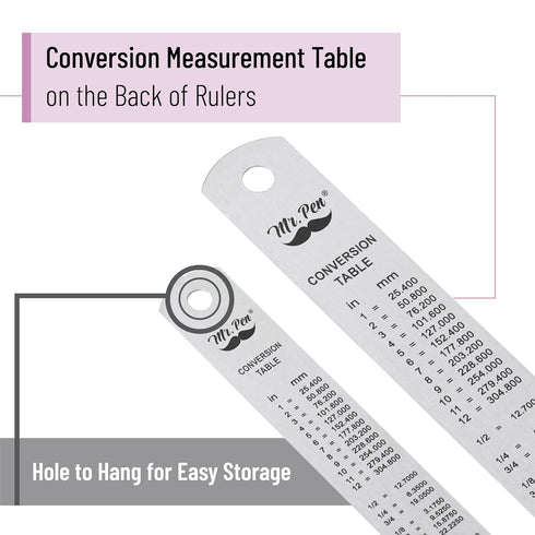 Mr. Pen Steel Rulers, 6 inch and 12 inch Metal Rulers, Pack of 2