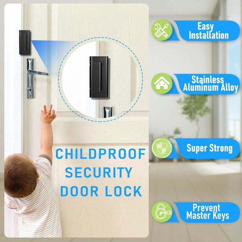 3Pack Home Security Door Reinforcement Lock, Childproof Safety Door Lock Latch Inside Stopper, Add High Security