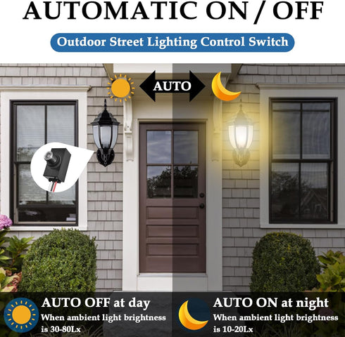 ZDRU 2Pcs 100-277V Hard-Wired Post Eye Light Control Sensor, Auto On/Off, Outdoor Waterproof Dusk to Dawn Photocell
