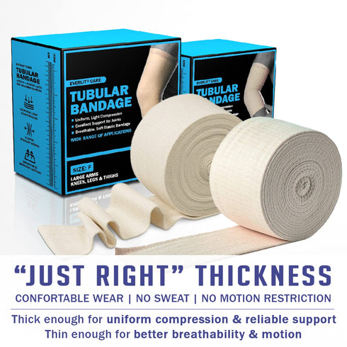3.5" 11 EVERLIT Elasticated Tubular Support Bandage | Stockinette Tubing for Large Arm, Knees, Legs | Light to Moderate