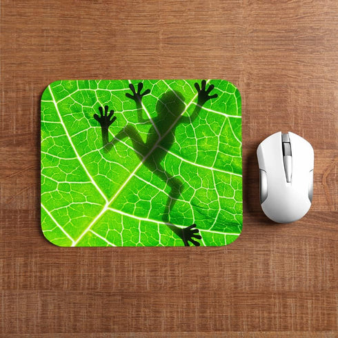 Beabes Frog Square Mousepads for Desktop Notebook, Animal Tree Frog Shadow on Green Leaf Mouse Pads 9.5X7.9 Inch