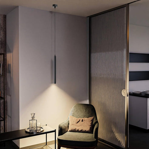 5W 3000K, 1.18 L11.8 Pendant Lights Kitchen Island, Modern Black Pendant Light for Bedroom Bedside Sofa Corner, Island
