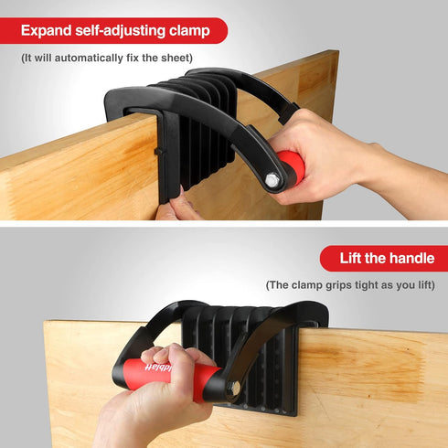 Goldblatt Plywood Carrier Tool, Panel Lifting Tool for Drywall and Synthetic Cement Board, Clamping Thickness up to 1