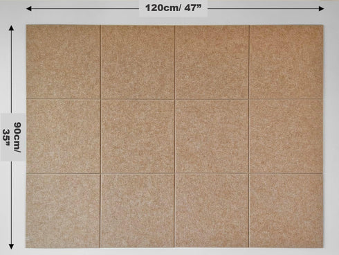 Large Cork Board Alternative - 47"x35", 12 Pack Felt Wall Tiles with Safe Removable Adhesive, Suntan