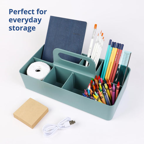 BLUE GINKGO Multipurpose Caddy Organizer, Stackable Plastic Caddy with Handle for Desk, Makeup, Classroom