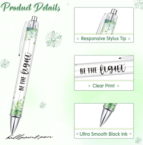 Tinlade 10 Pieces Christian Pens for Women Religious Ink Pens Inspirational Quotes Pens Bible Verse Ballpoint Pens Funny Office Pens Retractable Ink Pens for Women Men Coworker(Green Leaves) by Tinlade