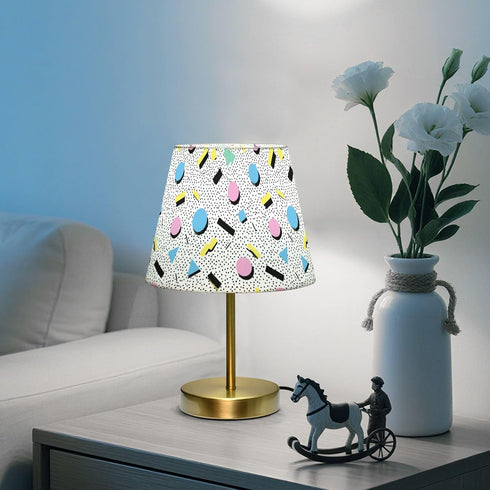 90s Kcldeci Bedside Table Lamp for Bedroom, Pattern Retro Farmhouse Desk Lamps for Nightstand with Fabric Shade