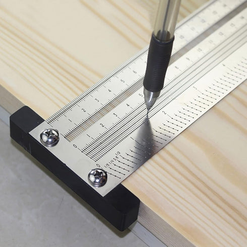T Type Marking Ruler Hole Ruler for Woodworking, 8 Inch Carpenter Line Gauge Measuring Tool