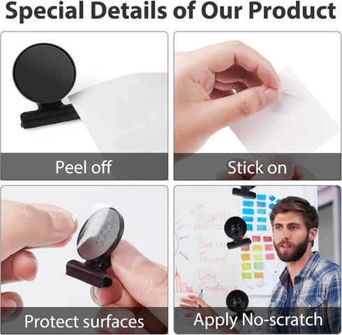 VNDUEEY 50 Pack Black Magnetic Clips, Refrigerator Magnets with Clips, Magnet Clips for Whiteboard at Home & Office