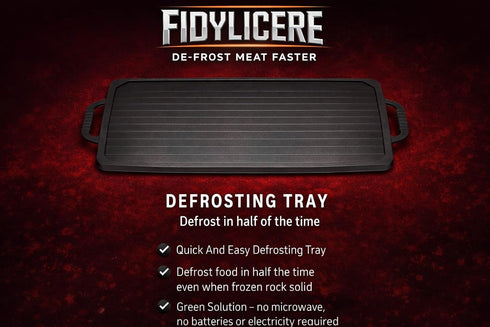 FIDYLICERE Frozen 14" Defrosting Tray for Meat - Rapid Aluminum Thawing Plate for Steak, Chicken, Fish & Pork | Large