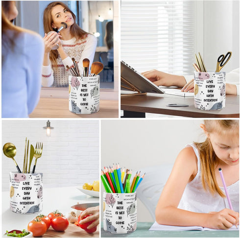 WAVEYU Desk Pen Holder Organizer, Cute Pencil Holder Cup, Multi-Functional Makeup Brush Holder for School Office