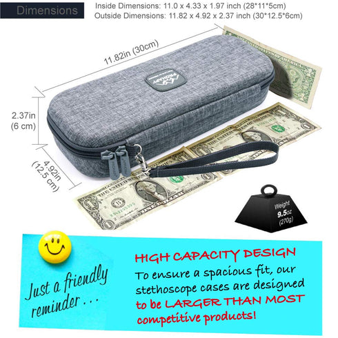 PROHAPI 3M Hard Stethoscope Case, Large Stethoscope Carrying Case with ID Slot, Compatible with Littmann/ADC/Omron/MDF