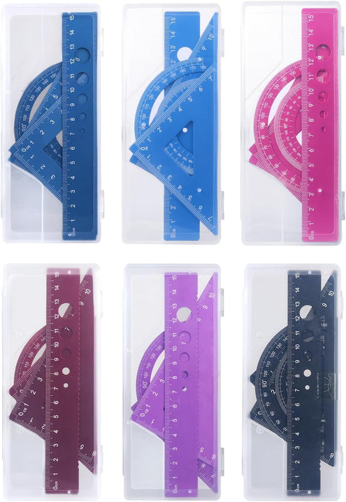 Set, 4 Honagu Triangular Ruler Pieces Aluminum Alloy Ruler, Metal Drafting Ruler, Geometric Protractor for Students