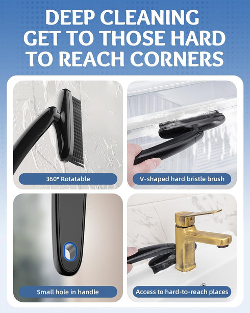 360 (1, TQRR Degree Rotating Crevice Cleaning Brush- Household Hard Bristle Cleaning Brush, Multifunctional Bathroom