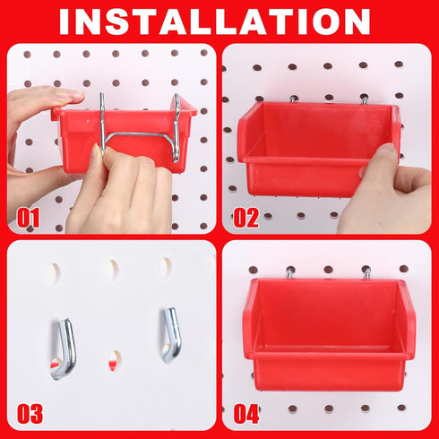 20 Pack Pegboard Cups and Bins Set, Wall Organizer with Hooks and Loops for Garage Craft Office Storage