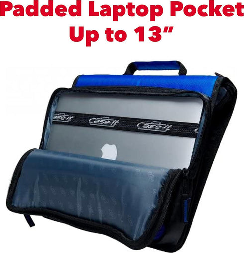 Case-it The Universal Zipper Binder - 2 Inch O-Rings - Padded Pocket for up to 13 Inch Laptop/Tablet - 400 Page Capacity