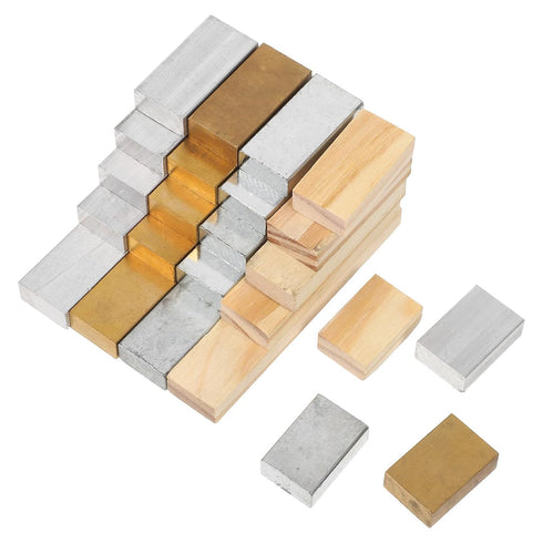 Cabilock 24pcs Rectangular Density Blocks Set for Science Education Multi-Material Density Experiment