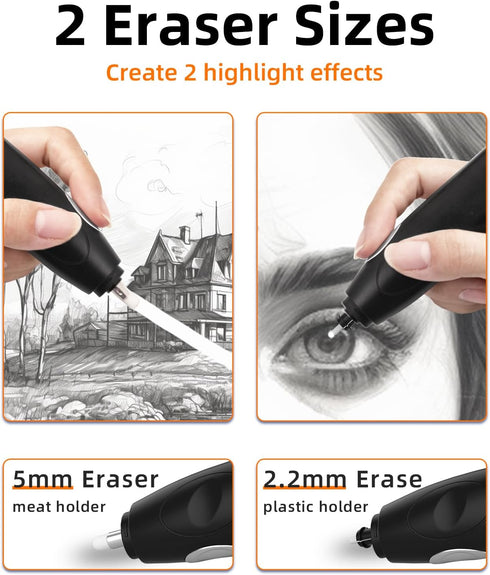 ZMOL Battery Operated Pencil Eraser for Sketch Pencil/Drawing/Drawing/Graphite Pencil, Black