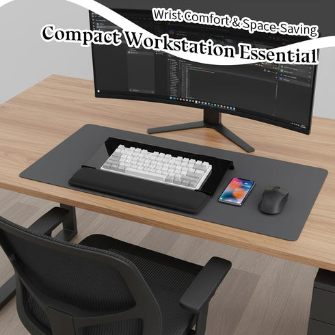 Exclaith 3-Level Computer Keyboard Wrist Rest Stand for Desktop Space-Saving Keyboard Riser with Silicone Wrist Rest