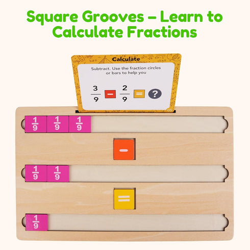 Set, K-3 PINKPEACH Wooden Fraction Tiles & Circles Math Manipulatives for Kids, Montessori Fraction Learning Kit