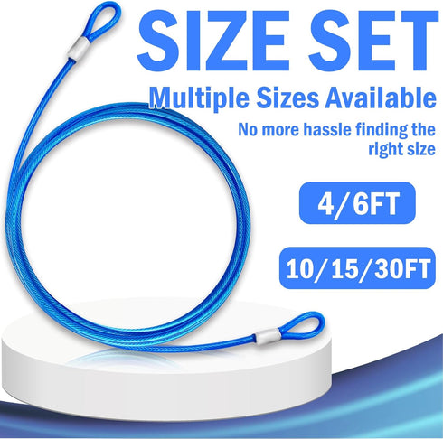 NAZOU 10FT 3/16 Inch -1 Pack Steel Security Cable with Loops - Flexible Wire Rope Versatile & Weatherproof Safety Cable