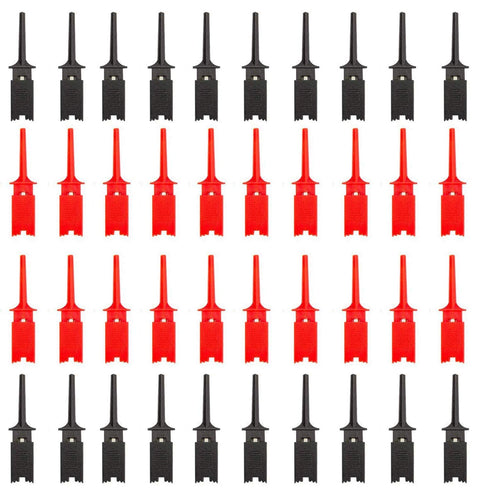 40Pcs Mini SMD IC Test Hook Clip Grabbers Probe Jumper for Electronic Experiment (20 Red + 20 Black)