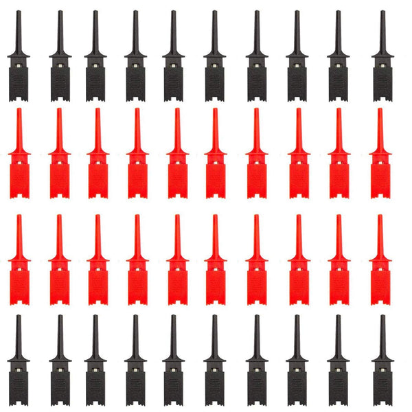 40Pcs Mini SMD IC Test Hook Clip Grabbers Probe Jumper for Electronic Experiment (20 Red + 20 Black)