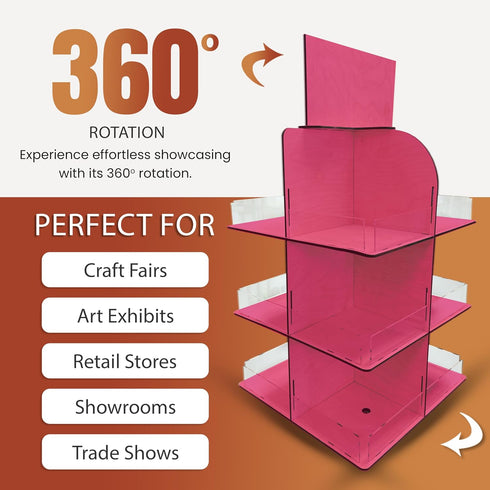 4-Sided 12 Setup Versatile Rotating Display Stand for Candy, Snacks, Jams, Produce and More - Ideal for Craft Shows