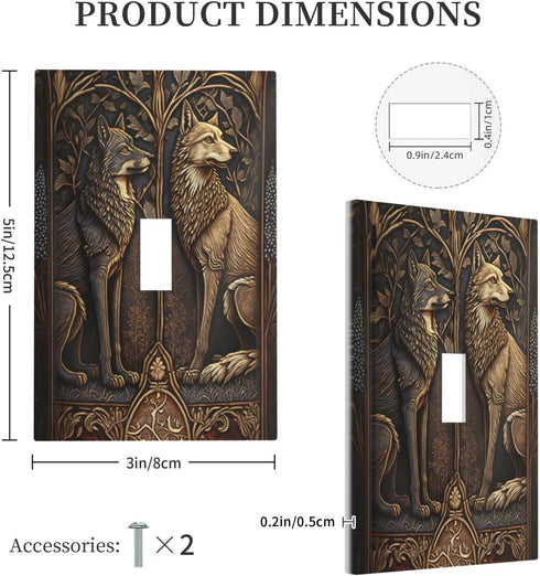 Medieval Of Two Wolves 1 Gang Single Toggle Light Switch Cover Decorative Wall Plate for Bedroom Bathroom Kitchen.