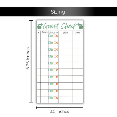 Generic (1) Guest Check Server Notepad with Egg Temperatures & Breakfast Modifiers: OE, OM, Scrambled, Poached, Premium