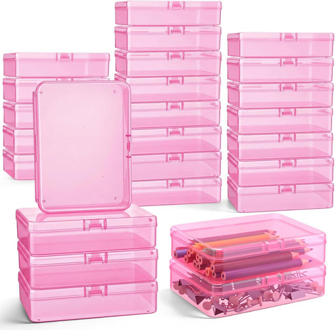 Dunzoom 25 Pcs Plastic Crayon Boxes with Lids, 4.53 x 3.35 x 1.1