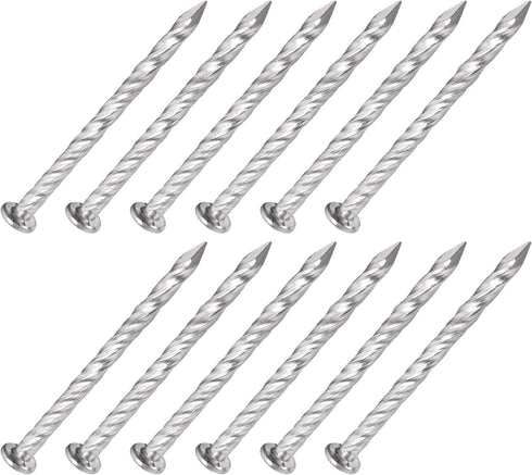 50Pcs Fence Deck Nails (51mmx3mm), 304 Stainless Steel Spiral Shank Deck Nail for House Repairing, Silver