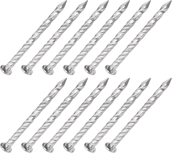 50Pcs Fence Deck Nails (51mmx3mm), 304 Stainless Steel Spiral Shank Deck Nail for House Repairing, Silver