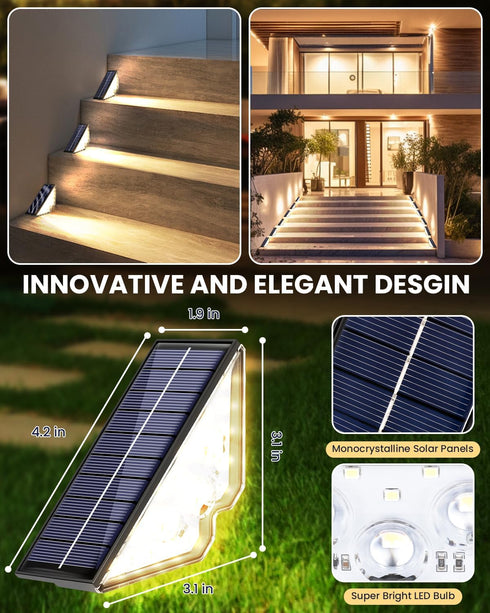 BSTOT 2pcs) 1pc) Solar Powered Step Lights for Outside Waterproof Led, Deck Outdoor Decor Stair Stairwell Lighting